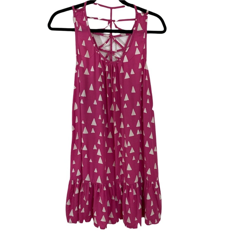 Ava Sky Hawaii Pink Sleeveless Ruffle Cage Back Dress